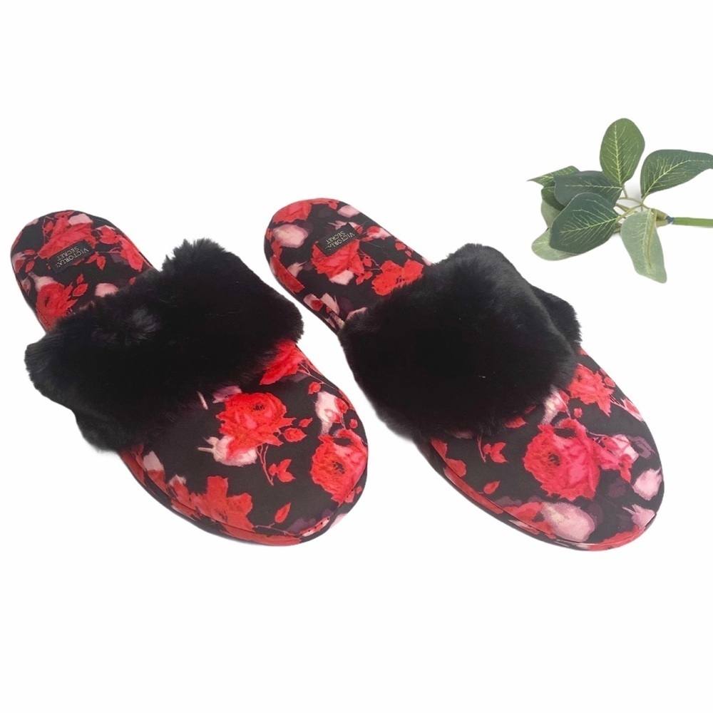 Victoria secret satin womens slippers red Sz med